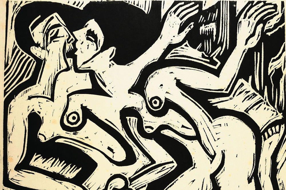 ERNST LUDWIG KIRCHNER, Staffettenläuferinnen, 1929, Holzschnitt auf Papier / Oö. Landesmuseum, Grafische Sammlung ERNST LUDWIG KIRCHNER, Staffettenläuferinnen, 1929, Holzschnitt auf Papier