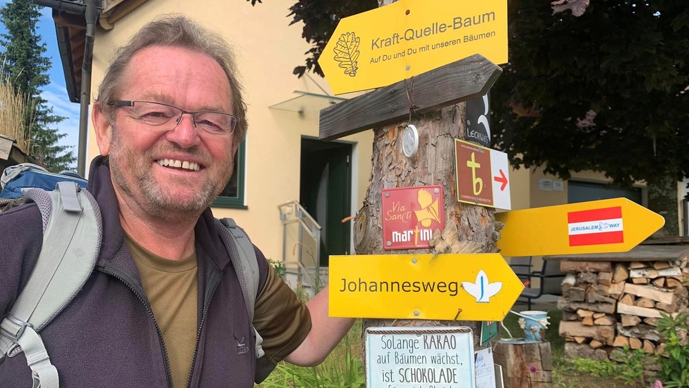 KAÖ-Präsident Ferdinand Kaineder als Pilger / Kaineder privat