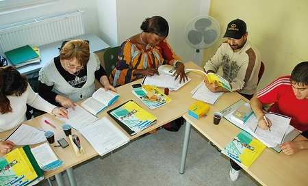 Flüchtlinge beim Deutschkurs