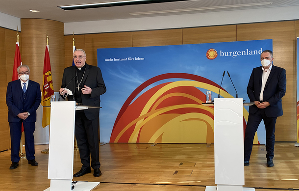 Bischof Zsifkovics zu burgenländischen 'Spuktests' / Dominik Orieschnig Eisenstädter Bischof bei Pressekonferenz zu Corona-Massentests am 30. März 2021