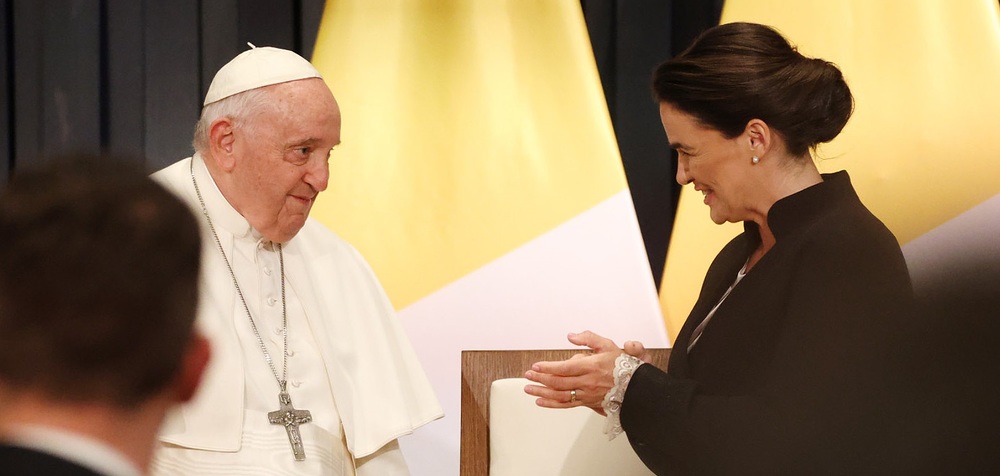 Papst und Ungarns Präsidentin Novak / Magyar Kurir / Zita Merényi