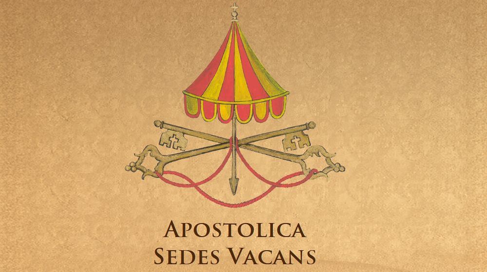 Wappen der papstlosen Zeit im Vatikan / vatican.va Schirm statt Krone: Sedisvakanz hat eigenes Wappen