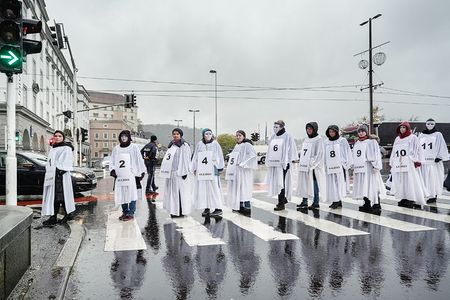 Protestaktion gegen Femizide in Österreich