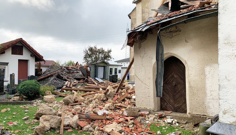 Schwere Unwetterschäden an Filialkirche St. Marxen / Bauabteilung/Obernosterer